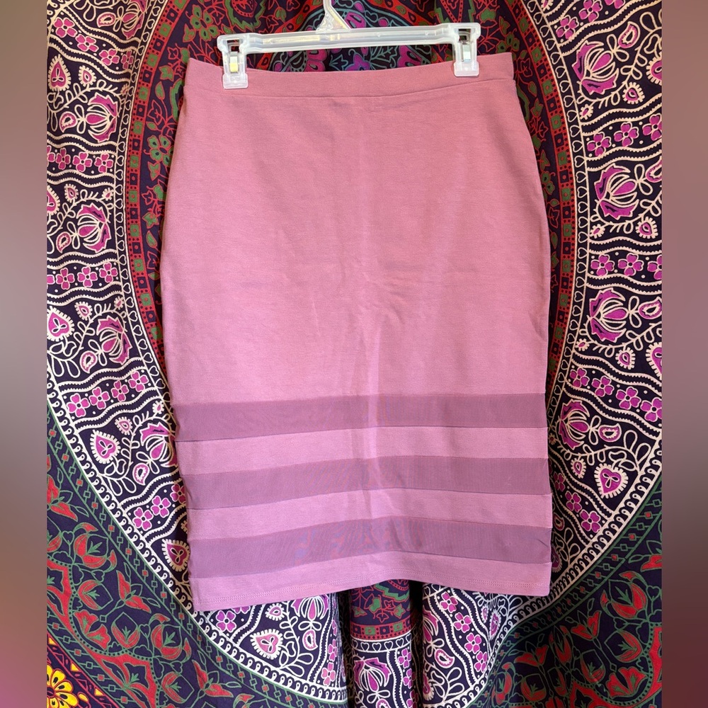 Haute Monde Rose Pink Pencil Skirt Zipper Back Mesh Design Women’s Size Large